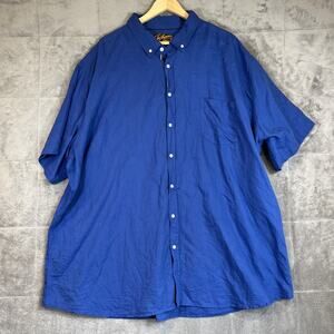 Johnny Bigg Shirt Mens 4XL Blue Short Sleeve Linen Cotton Casual Preppy Beach